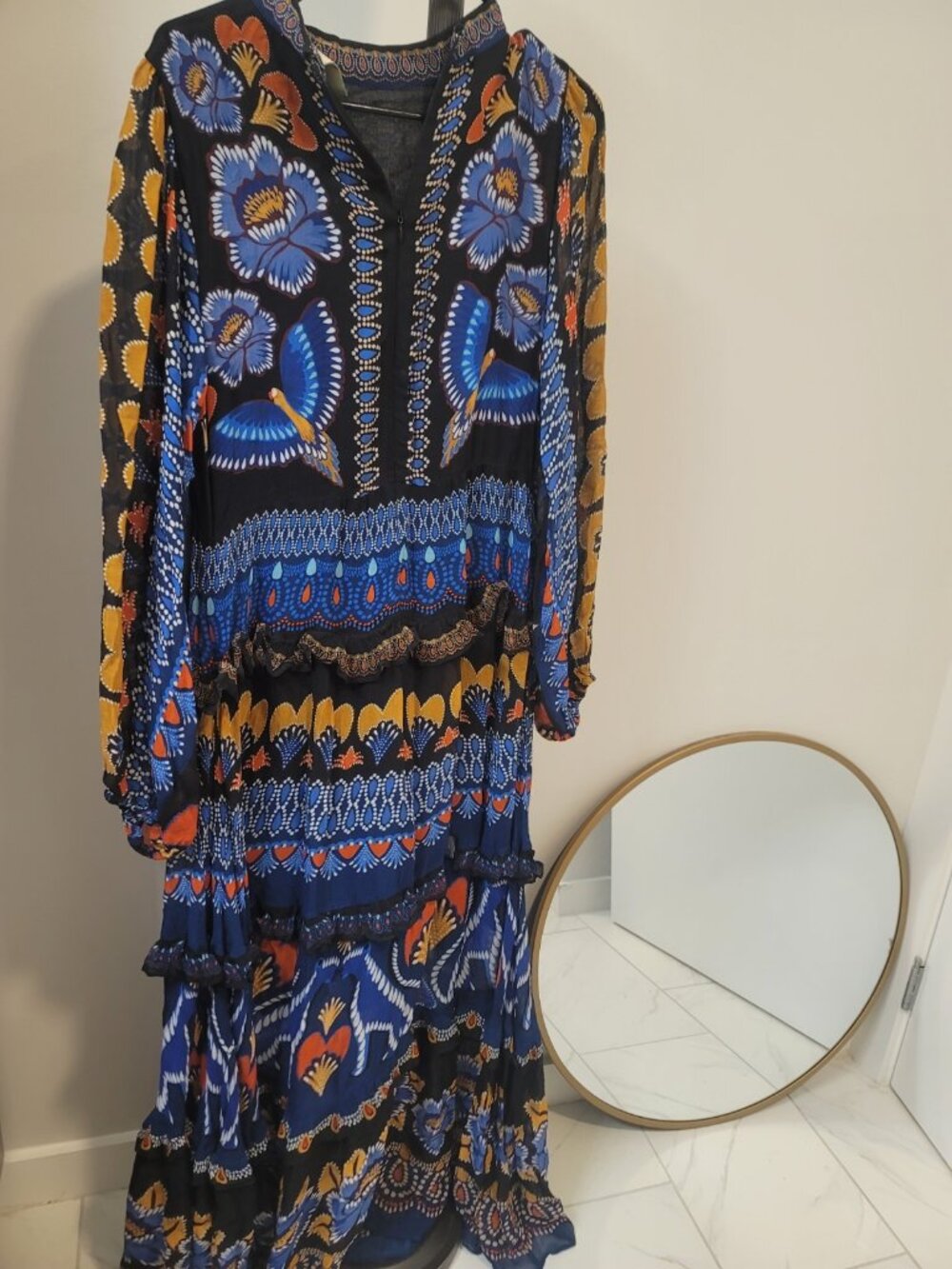 FARM RIO Ainika Sparkle Black Long Sleeve Maxi Dress Size L - Picture 3 of 6